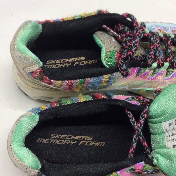 Skechers D-Lites Metallic Lace Up Sneakers Iridescent 10 M Silver Gold 2015 - Picture 10 of 11